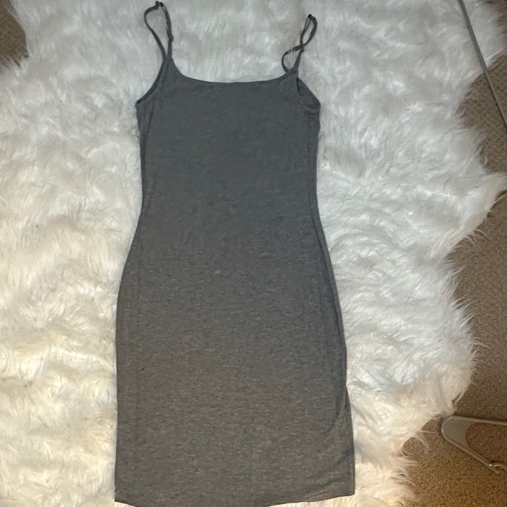SKIMS Charcoal Mini Dress with Spaghetti Straps